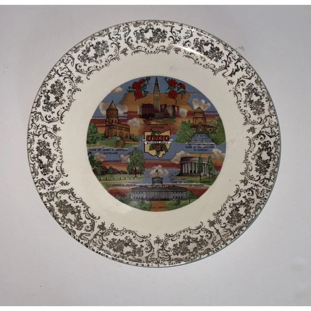 Vintage Ohio Souvenir Buckeye State Plate